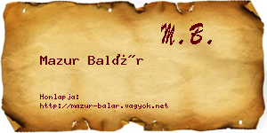 Mazur Balár névjegykártya